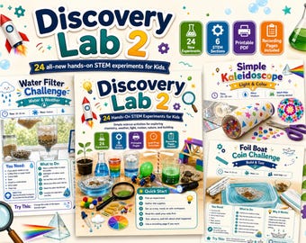 24 ganz neue STEM Experimente für Kinder, Science Entdecke Lab 2, Druckbare naturwissenschaftliche Aktivitäten, Homeschool Science, Hands-on Kids Science pdf