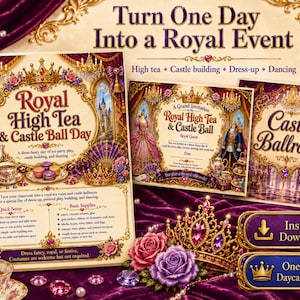 Royal High Tea & Castle Ball Day Pack: One Day Theme Preschool Daycare Printable PDF