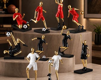 Football Player Resin Ornament, Minimalist Sports Man Sculpture, Office Desk Home Decoration Art Piece, World Cup Football Fans Gift