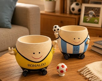 Hand-Painted Football Succulent Pot, Cute Cartoon Soccer Flower Pot, Creative Football Plant Pot, WorldCup Souvenir Sport Gift, Gift For Her