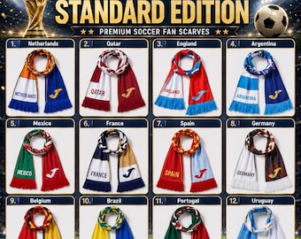 Écharpe coupe du monde de football, cadeau souvenir sportif, écharpe en tricot de luxe pour fan de football, écharpe classique chez soi, cadeau parfait pour les amateurs de football