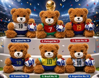 2026 World Cup Soccer Bear Plush Toy, Cute Football Teddy Bear, Event Commemorative Mascot, Football Fan Gift, Football Match Day Mascot