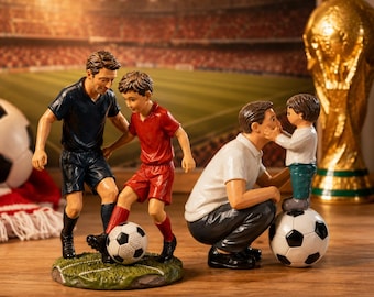 Father and Son Soccer Statue, Soccer Dream Resin Ornament, World Cup Souvenir, Sports Home Decoration, Desktop Sports Ornament, Soccer Gift