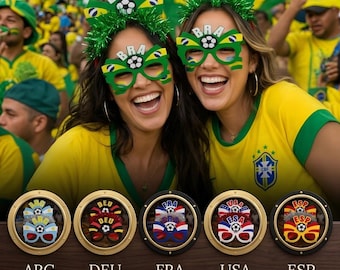 Kit para aficionados del Mundial – Diademas y gafas para la fiesta del Mundial 2026 – Accesorios de fútbol de selecciones nacionales – Equipamiento para la celebración del día del partido
