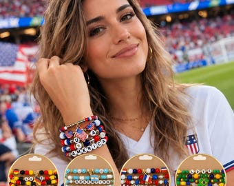 2026 World Cup Beaded Bracelet,National Flag Jewelry,Handmade Beaded Jewelry for Fans,Unisex Soccer Fan Gift,Flag Beads for Men & Women