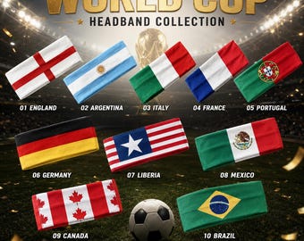World Cup Flag Headband Sports Sweatband, Country Flag Elastic Football Fan Hairband,High Elastic Sports Sweatband,Gift for Football Lovers