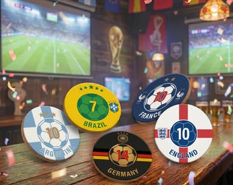Custom Photo World Cup 2026 Silicone Coasters - Personalized Soccer Fan Gift - Gameday Decor - 9cm Round Coaster - High Res Picture Coaster