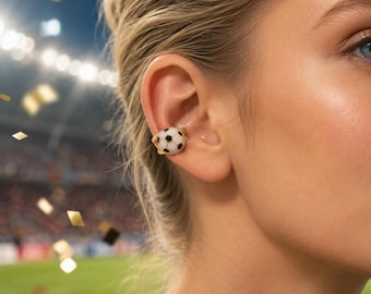 Simple Sporty World Cup Football Ear Clip Ring, Football Ear Clip No Need for Pierced Ears, Sporty Ring, Match Day Accessory