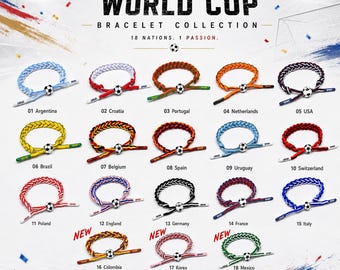 Braided Soccer Bracelet for 2026 World Cup, Adjustable Football Charm Bracelet, World Cup Team Spirit Match Day Jewelry, Sports Jewelry Gift