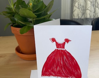 Tarjeta de vestido rojo vintage