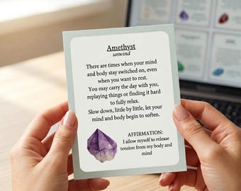 Crystal Oracle Affirmation Cards for Mindfulness, Meditation, Journaling, Altars (Digital PDF Download)