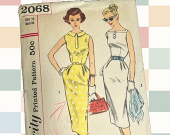 Simplicity Vintage Sewing Pattern 2068 Wiggle Dress 1960s