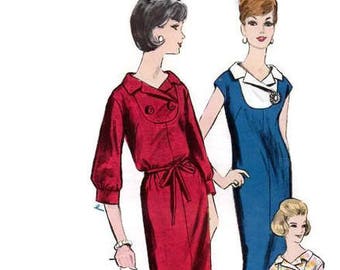 Vogue 6007 Sewing Pattern Vintage Retro 1960s Wiggle Dress Slim Fit Notched Collar Jackie O Style Size 12