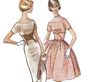 McCall's 5816 Sewing Pattern Vintage 1950s Rockabilly Swing Era Wiggle Dress Full Circle Skirt Fitted Bodice Size 11