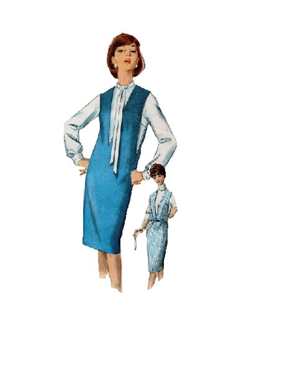 60s Sewing Pattern Simplicity 5482 Retro Style Dress Dart Fit Blouse ...