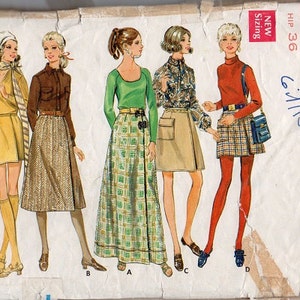 Sewing Pattern Butterick 5555 Boho Style Retro 70s Maxi Mini Wrap Skirt Waist 25 Casual Business Fashion image 2