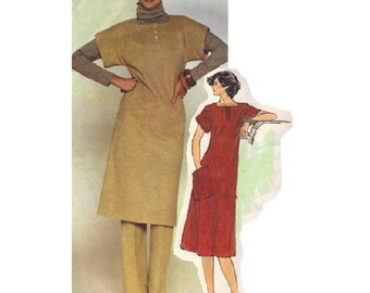 Vogue American Designer Original 70s Sewing Pattern Stan Herman Pullover Loose Fit Dress Long Tunic Caftan Dress Bust 32