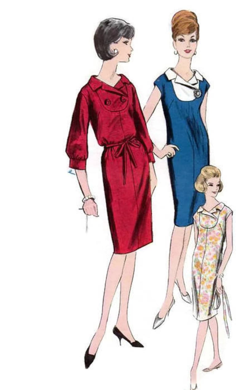 Vogue 6007 Sewing Pattern Vintage Retro 1960s Wiggle Dress Slim Fit Notched Collar Jackie O Style Size 12 image 1