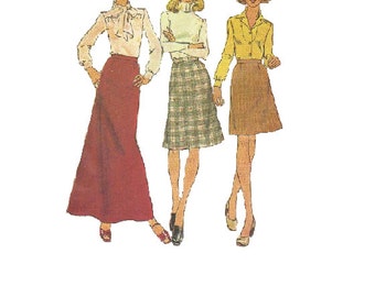 Retro 1970s Simplicity Sewing Pattern Maxi Mini Skirt Straight Slim Fit Pencil Wiggle Skirt  Uncut Waist 28