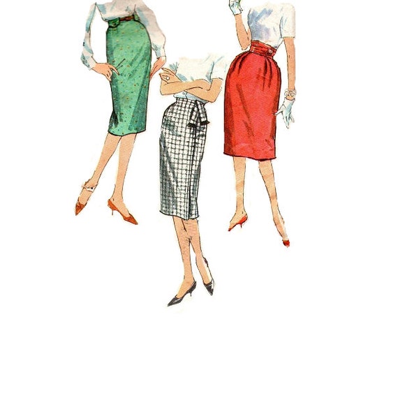 Retro Mad Men Style 60s Pencil Wiggle Skirt Simplicity 3586 Sewing Pattern Slim Fit Cummerbund Kick Pleat Casual Waist 23