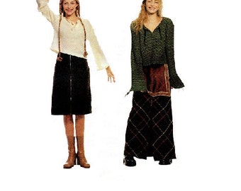 McCall's 2868 Sewing Pattern Pullover Shirt Top Skirt Apron Seattle Grunge Punk Rock Boho Hippie Style Uncut Sizes 9 to 14