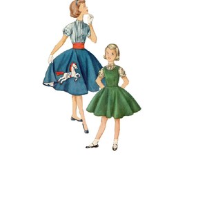 Simplicity 1741 Sewing Pattern Retro 50s School Girl Full Circle Skirt Swing Dress Cummerbund Waist Jumper Pleated Blouse Size 12 Rockabilly image 1