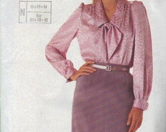 Simplicity 80s Sewing Pattern Business Casual Blouse Skirt French Cuffs Long Sleeves Uncut FF Bust 36