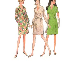 McCall's 9236 Sewing Pattern Vintage Retro 60s 70s Classic Style Wrap Dress V Neck Casual Party Cocktail Dress Bust 32