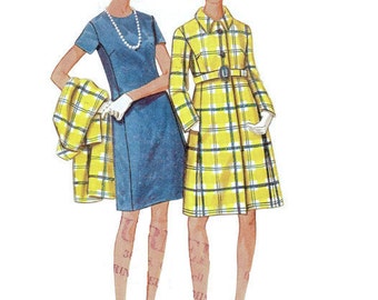 Butterick Retro 60s Sewing Pattern 5010 Basic Sheath Dress High Fashion Coat Full Figure Plus Size Bust 42