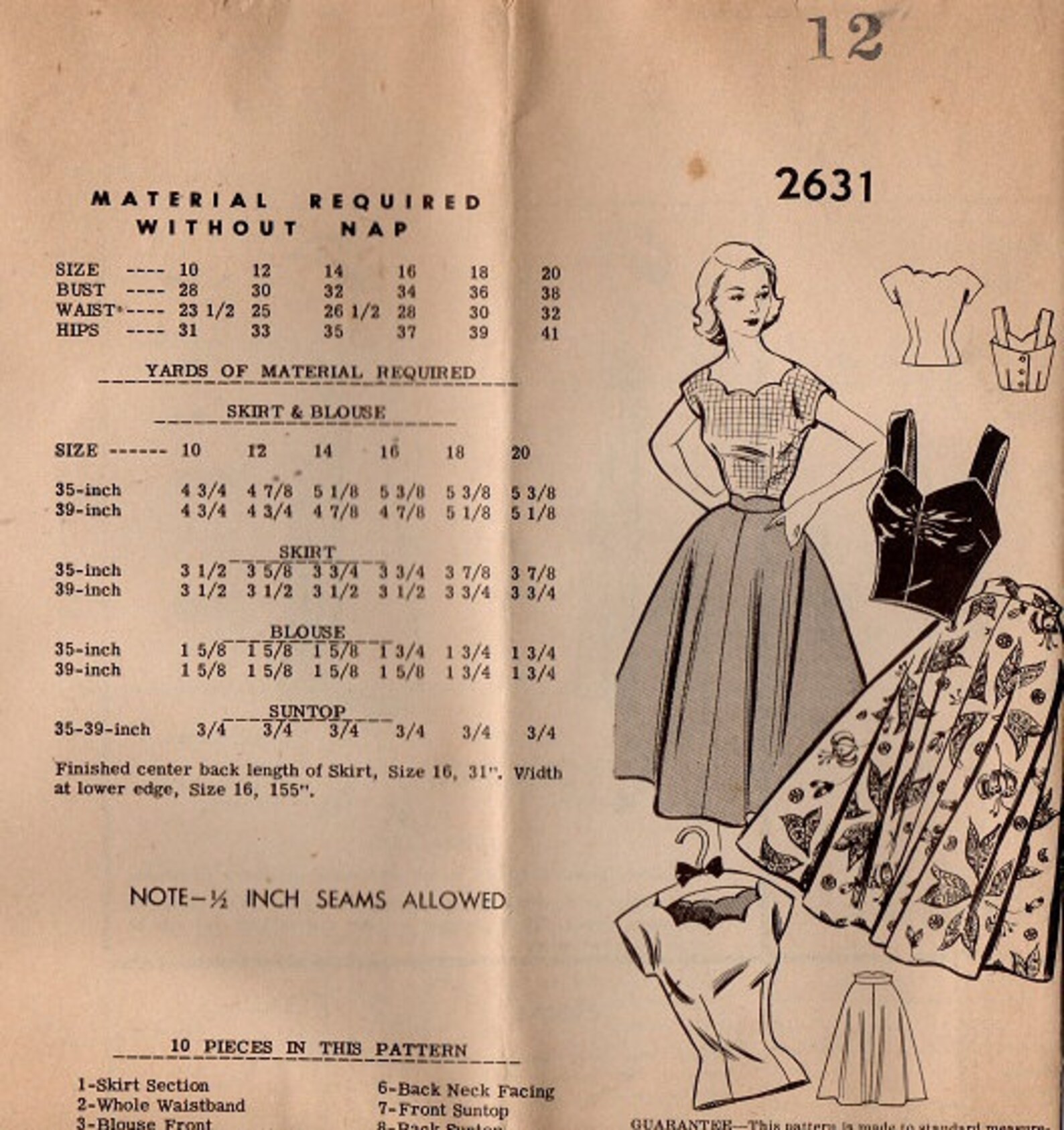 1950s Mail Order Sewing Pattern Fashion Bureau Circle Skirt | Etsy
