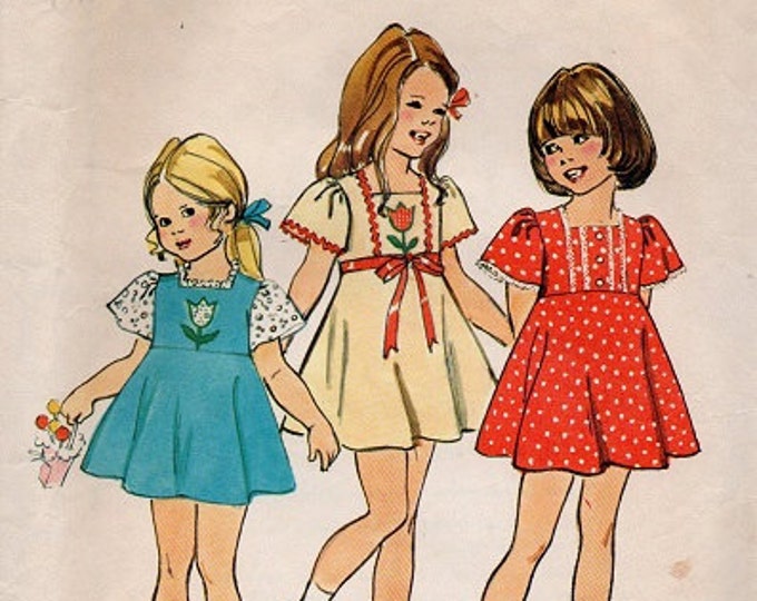 Simplicity 70s Sewing Pattern Girls Play Dress Flared Skirt - Etsy