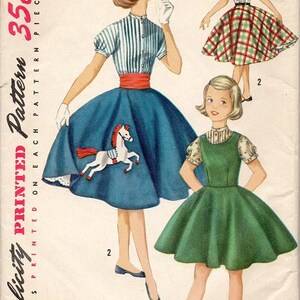 Simplicity 1741 Sewing Pattern Retro 50s School Girl Full Circle Skirt Swing Dress Cummerbund Waist Jumper Pleated Blouse Size 12 Rockabilly image 2
