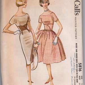 McCall's 5816 Sewing Pattern Vintage 1950s Rockabilly Swing Era Wiggle Dress Full Circle Skirt Fitted Bodice Size 11 image 2