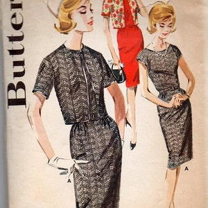 Butterick 2636 Sewing Pattern 1960s Mad Men Style Wiggle Dress Cropped Jacket Jackie O Basic Sheath Retro Fashion Bust 36 image 2