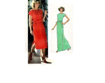 Simplicity 70s Retro Sewing Pattern Midi Maxi Pullover Dress Drawsting Waist Loose Fit Tunic Cover-up Uncut Bust 32