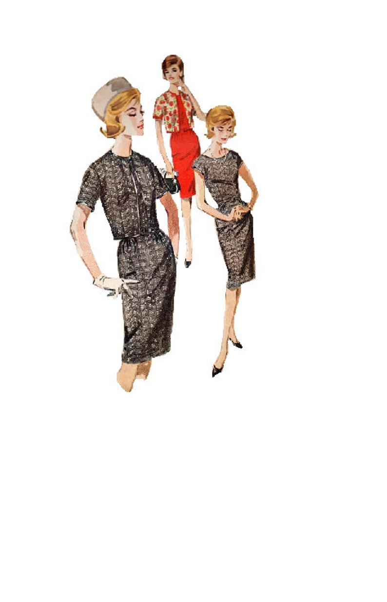 Butterick 2636 Sewing Pattern 1960s Mad Men Style Wiggle Dress Cropped Jacket Jackie O Basic Sheath Retro Fashion Bust 36 image 1