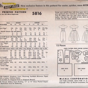 McCall's 5816 Sewing Pattern Vintage 1950s Rockabilly Swing Era Wiggle Dress Full Circle Skirt Fitted Bodice Size 11 image 3