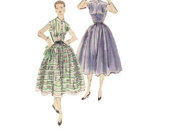 Vogue 7689 Sewing Pattern 1950s Swing Dress Full Circle Skirt Fitted Bodice Tea Dress Casual Day Dress Rockabilly Style Bust 32