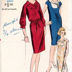 Vogue 6007 Sewing Pattern Vintage Retro 1960s Wiggle Dress Slim Fit Notched Collar Jackie O Style Size 12 image 2