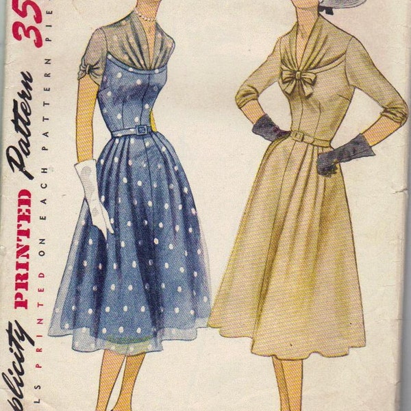 Simplicity Vintage Sewing Pattern Full Skirt Dress 1940s Full Skirt Party