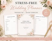 Stress-Free Wedding Planner Printable PDF | 12 Month Wedding Planning Checklist | Bridal Organizer | Wedding Binder | Instant Download