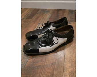 Giorgio Brutini Mens Black White Leather Square Toe Derby Dress Shoes Sz 14