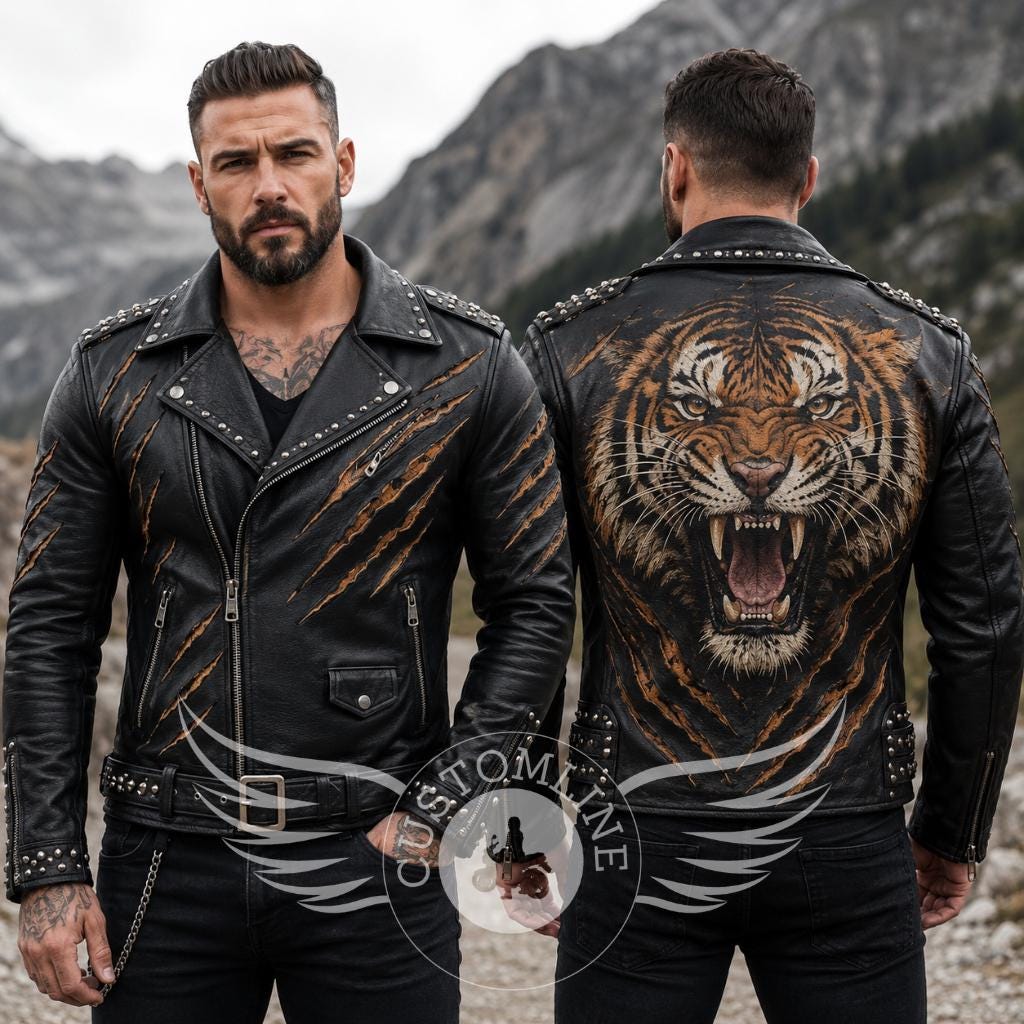 Leopard Leather Jacket - Etsy Canada