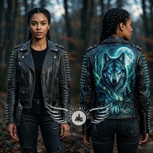 Wolf Leather Jacket - Etsy UK