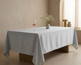 Tovaglia in voile grigia, tovaglia da pranzo moderna e minimalista in lino grigio, copritavolo morbido in stile lino, tovaglia per tavolo da matrimonio