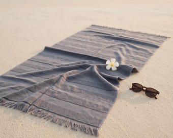 PESHTEMAL - Asciugamano turco grigio / Asciugamano da bagno Peshtemal di lusso / Asciugamano Teshkil per spa / Asciugamano da spiaggia, Asciugamano da spiaggia Peshtemal in cotone / Asciugamano da bagno per spa