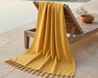 PESHTEMAL - Asciugamano turco a nido d'ape color crema, asciugamano da bagno per spa, coperta con frange, asciugamano da spiaggia neutro a nido d'ape con nappe, asciugamano da spa in cotone turco