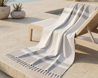 PESHTEMAL - Asciugamano turco a nido d'ape color crema, asciugamano da bagno per spa, coperta con frange, asciugamano da spiaggia neutro a nido d'ape con nappe, asciugamano da spa in cotone turco