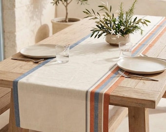BULDAN LINEN CORAL Terracotta Coral Runner, Mediterranean Decor, Coastal Linen Runner, Boho Farmhouse Linen, Rustic Summer Runner, Beach
