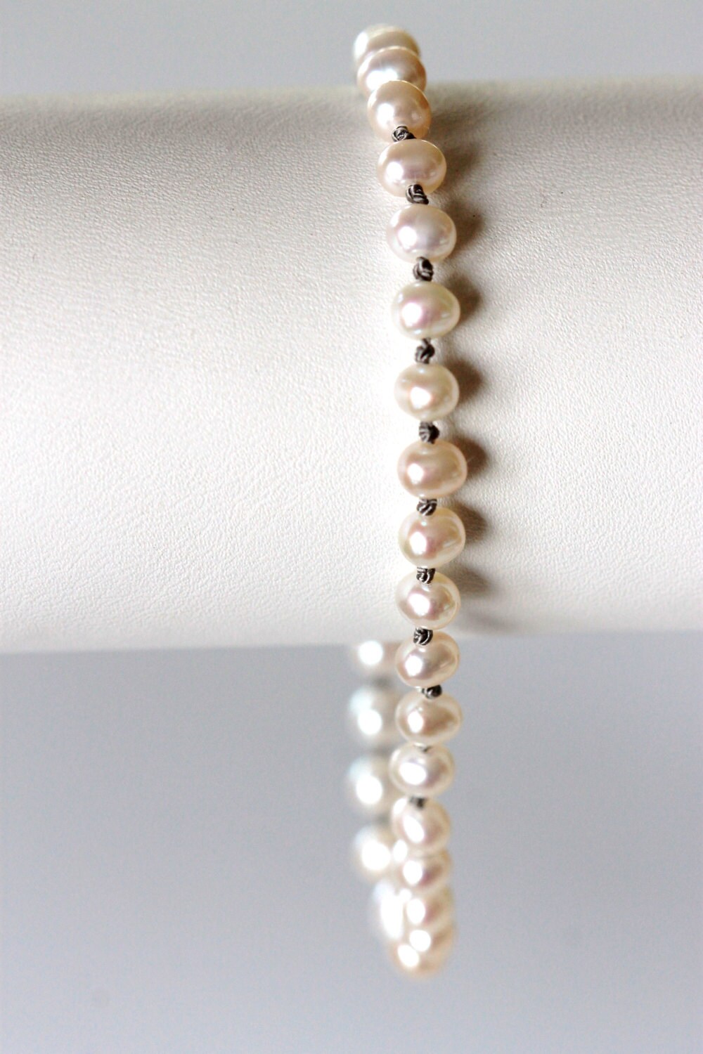 Hand Knotted Pearl Bracelet White Pearls Cultured Pearl - Etsy